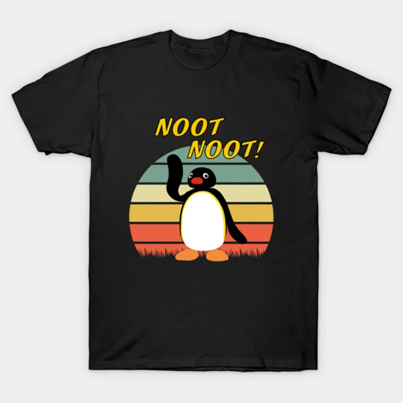 

0330 Noot Noot Pingu Meme Gift t shirt for men Funny cartoon Graphic Clothes 100% cotton printed Y2K clothing Large size tee