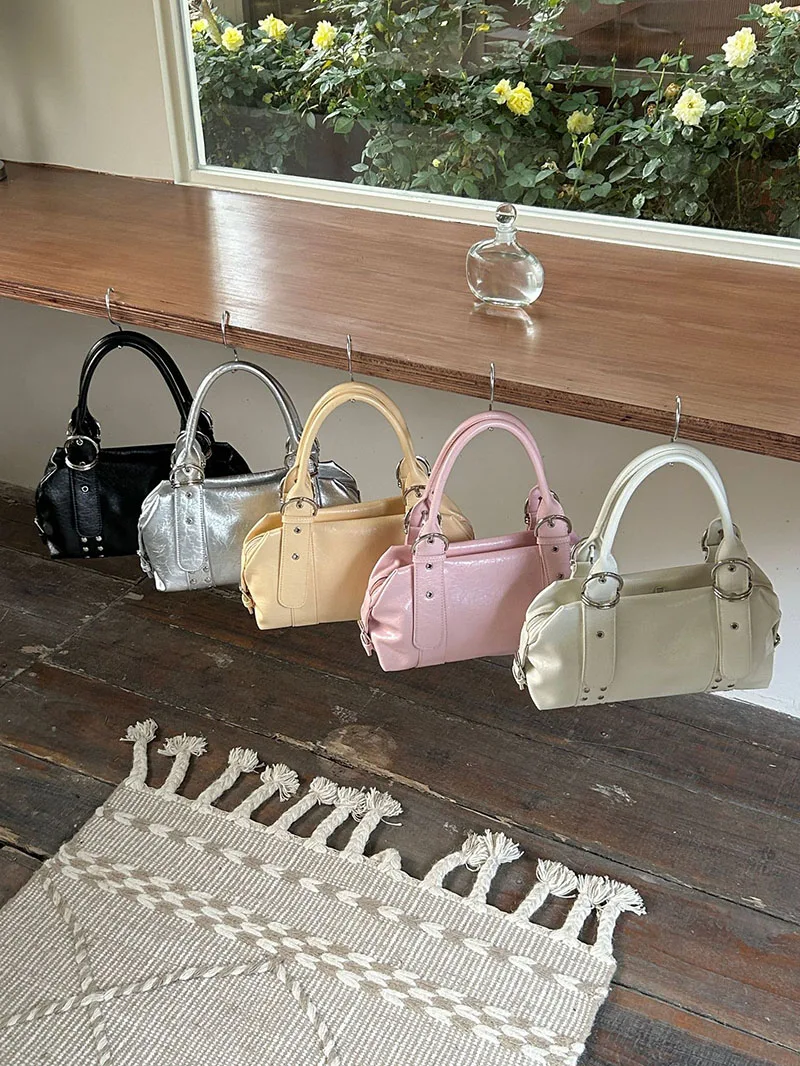 أزياء برشام البولينج حقيبة مصمم حقائب النساء الفاخرة لينة بو الجلود حقائب الكتف حقيبة دراجة نارية #3