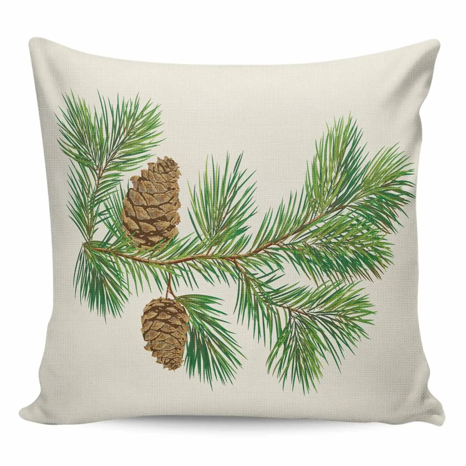 2/4PCS Waterproof Pillow Cover Christmas Tree Branches Pine Cones Square Throw Pillowcase Xmas Decor Home Sofa Cushion Cover