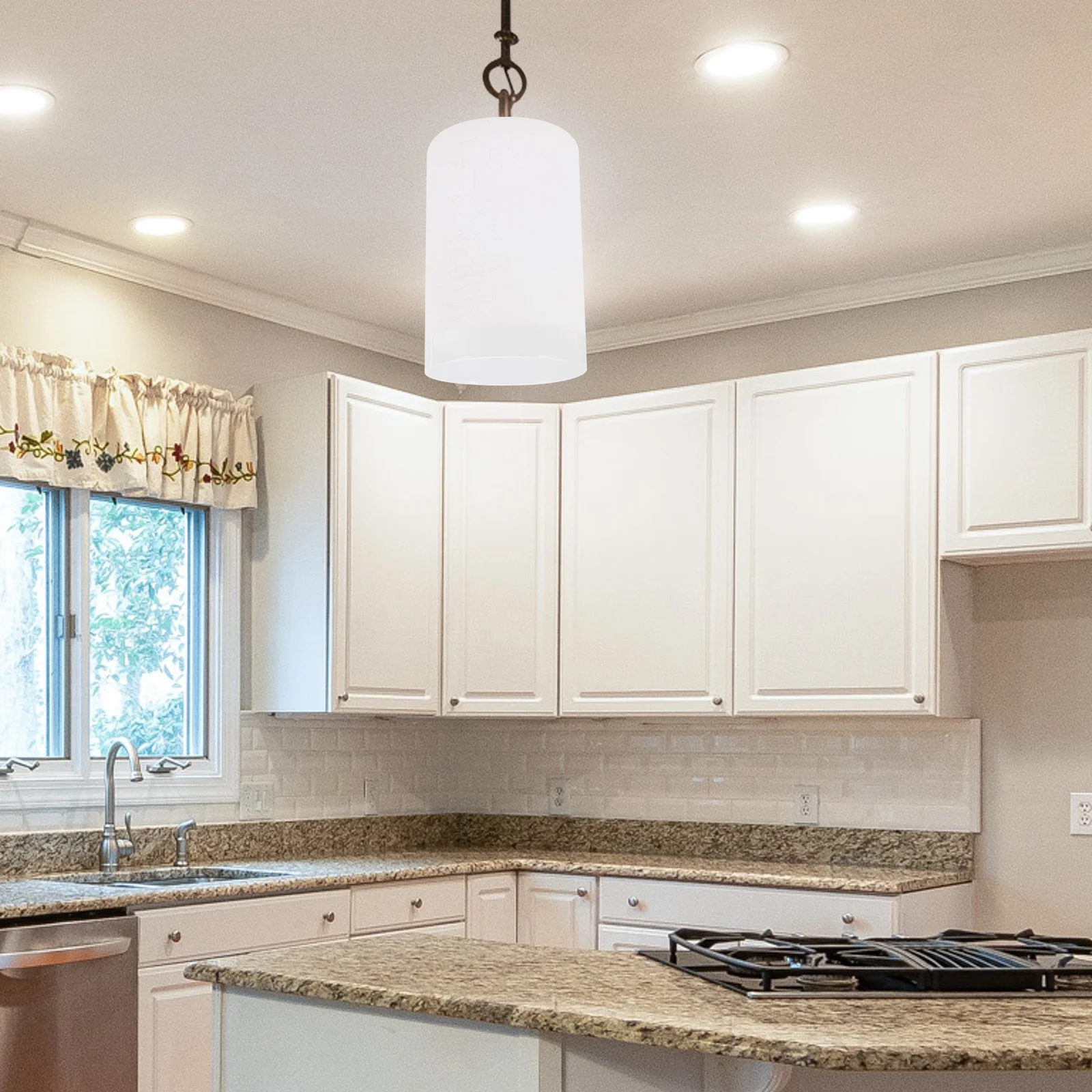 رائعة اسطوانة زجاج عاكس الضوء الحديثة قلادة غطاء خفيف دائم الزخرفية الظل الثريا استبدال ديكور المنزل الأنيق #6