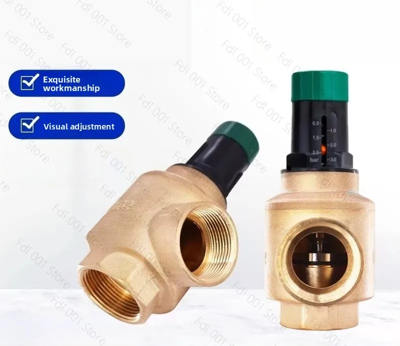 Dual supply pressure differential bypass valve with visual adjustment brass bypass valve