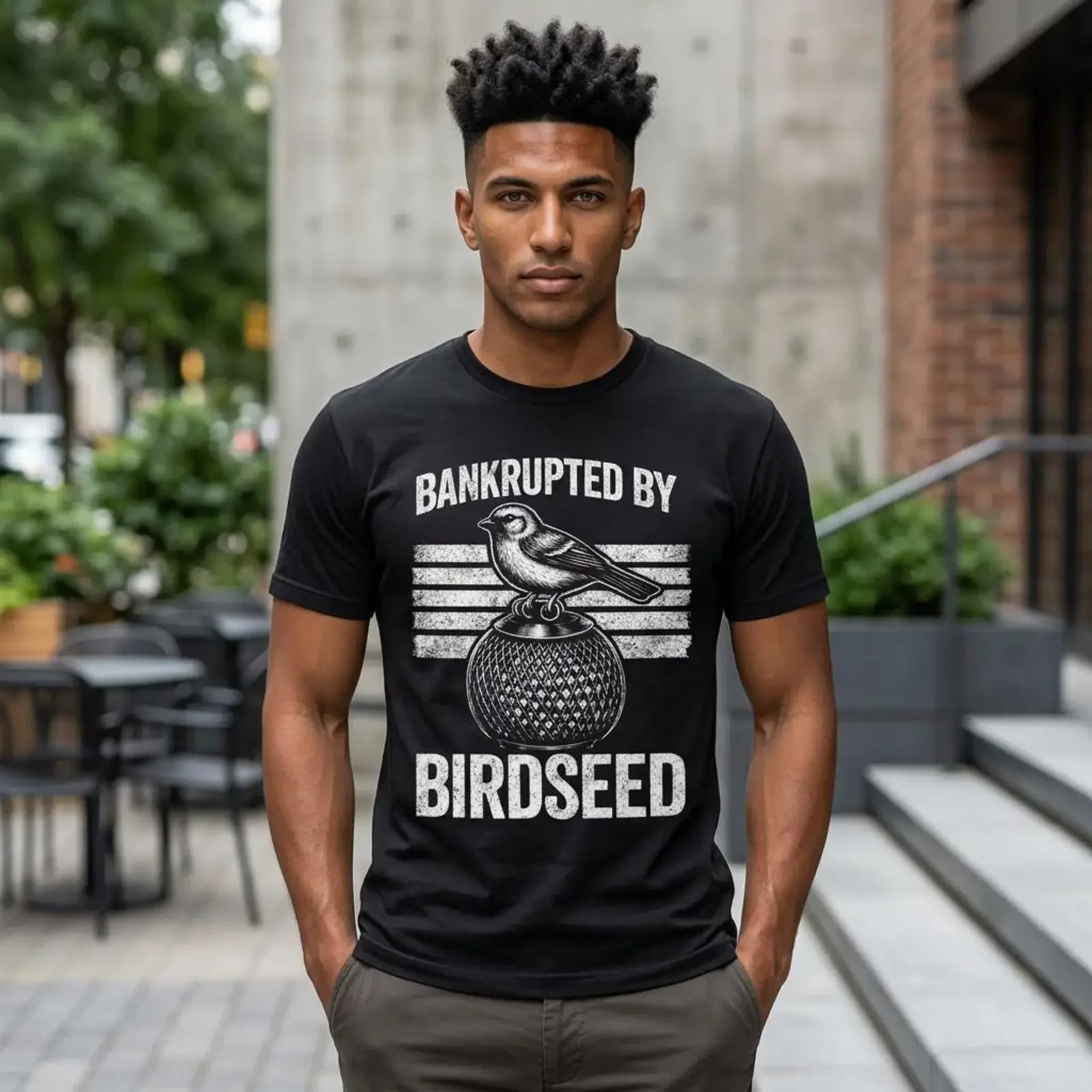 Bankrupted By Birdseed T Shirt Funny Bird Watching Lover Backyard Garden Feeder Hobbyist Joke Top vintage Washed Slightly