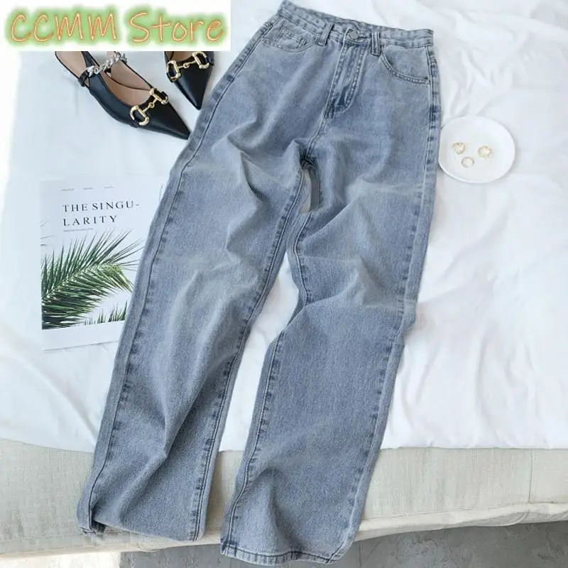 Vintage High-waisted Loose-fit Slimming Straight-leg Jeans For Women Trendy Long Trousers A Retro Flair