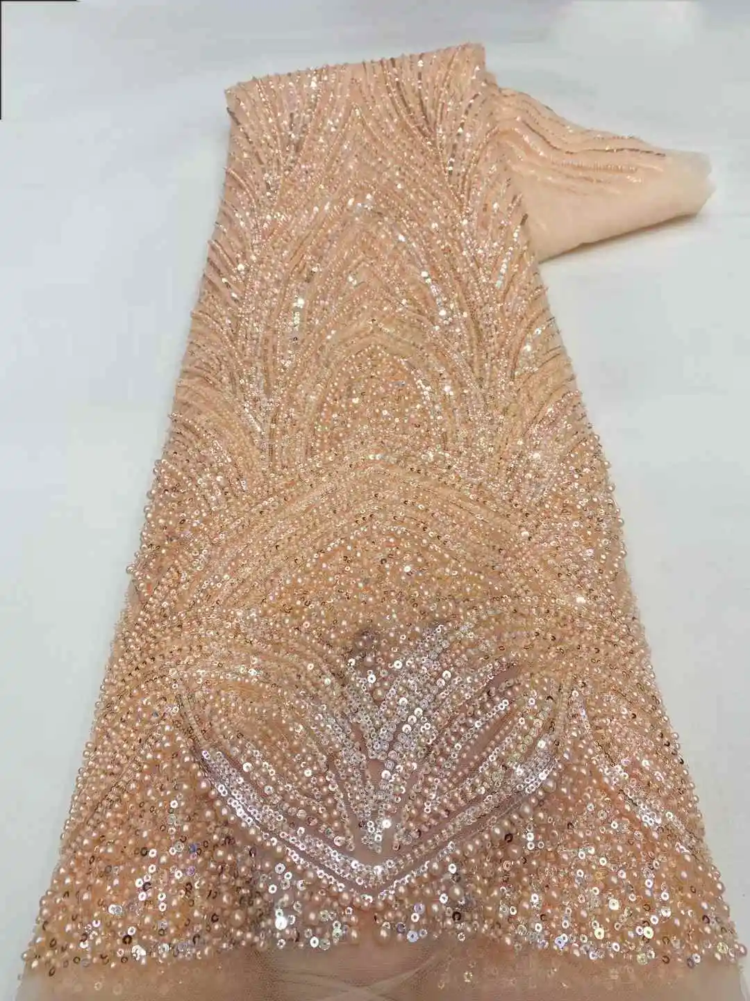 Роскошная кружевная ткань с бисером, 5 ярдов, высокое качество, 2025 г., африканская кружевная ткань, 5 ярдов для свадебного платья, вышитая Австрия