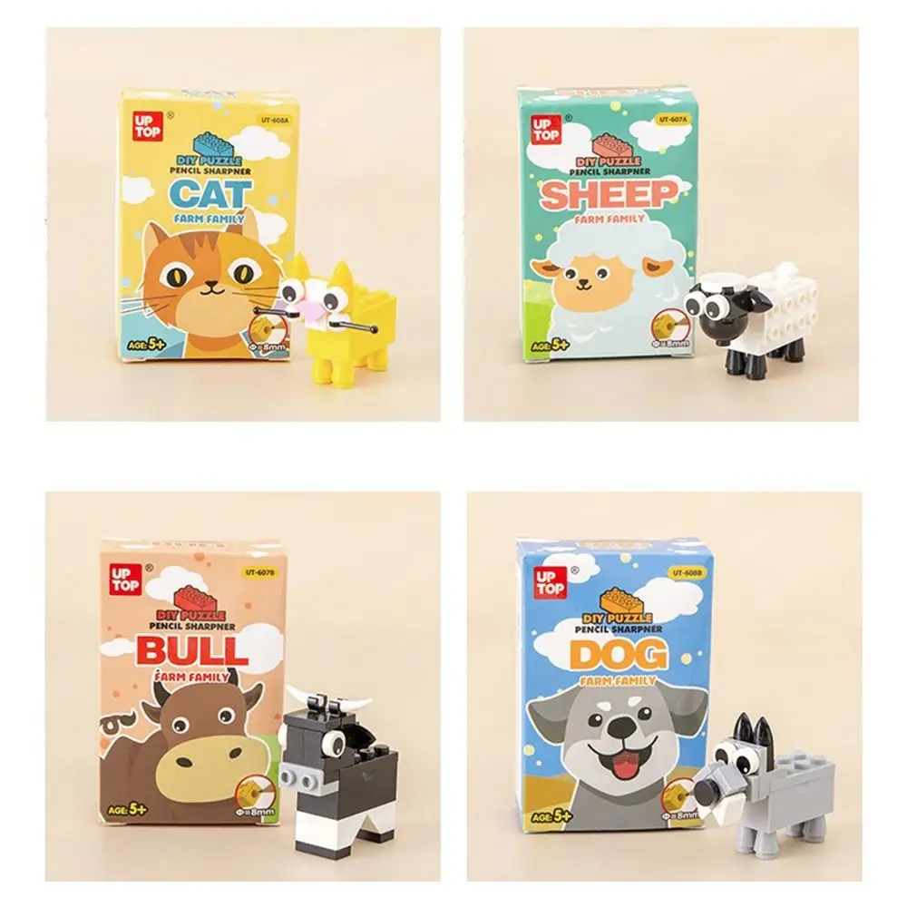 Animal Shape Building Blocks Pencil Sharpener Sketching Puzzle Toys DIY Assembly Pencil Sharpener Drawing Writing