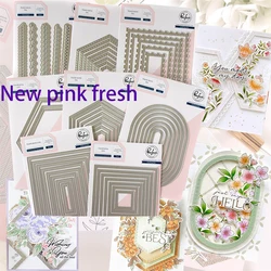 Metal Cutting Dies 2024 New Pink Squares Diagonal and Hexagons Die Fresh Decoration for DIY Scrapbooking Paper Craft Mould Hot