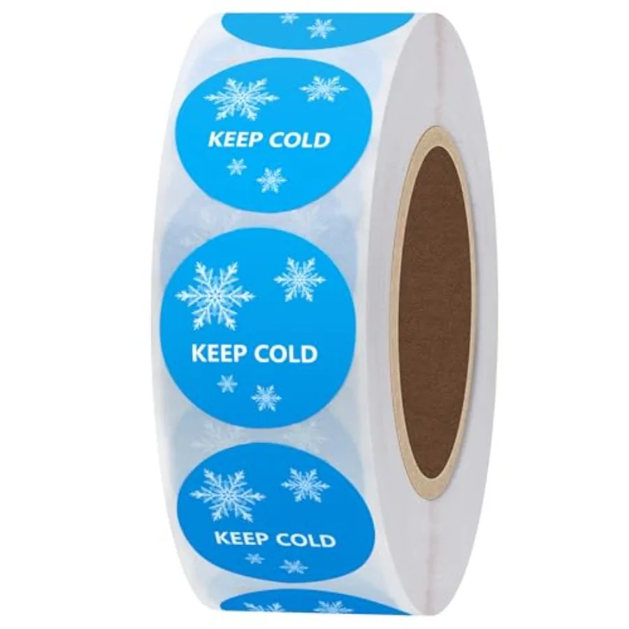 

1 inch Keep Cold Freezer Stickers with Snow Total 1, 000 Labels Per Roll