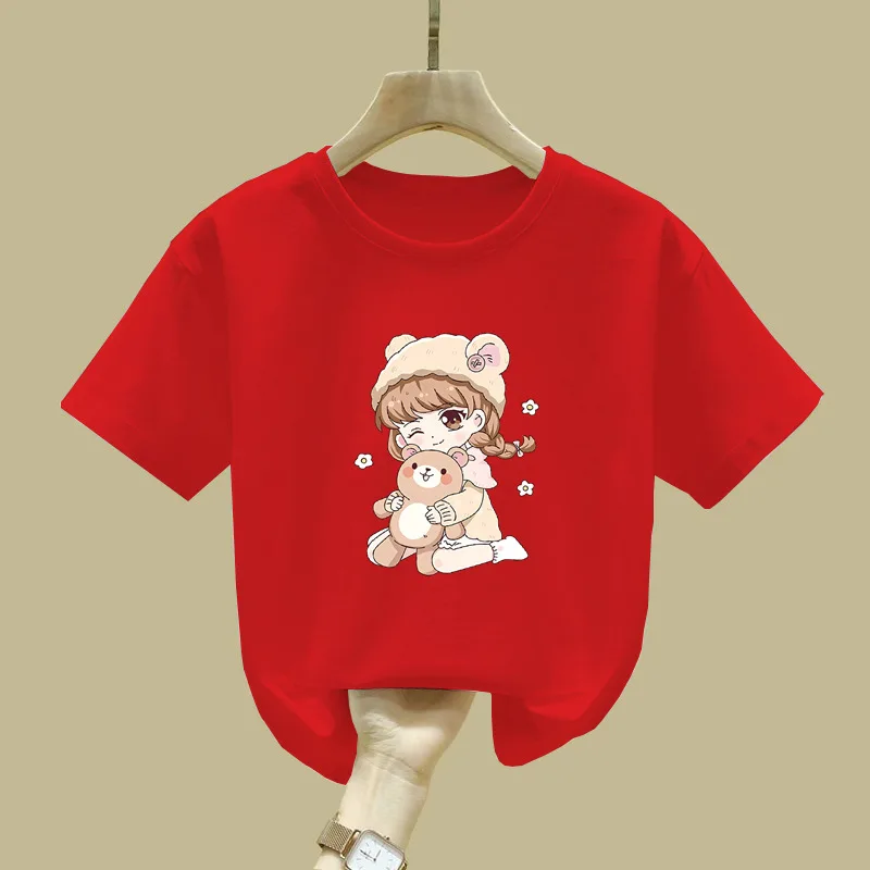 

New Summer Bestseller Cartoon-printed Boys' and Girls' Tops, The Big Children's Round-neck Short-sleeved T-shirt Kids Clothes