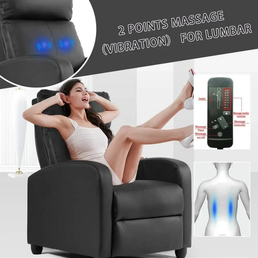 Massage Reading Chair Winback Single Sofa Home Theater Seating Modern Reclining Easy Lounge with PU Leather Padded Seat Backrest