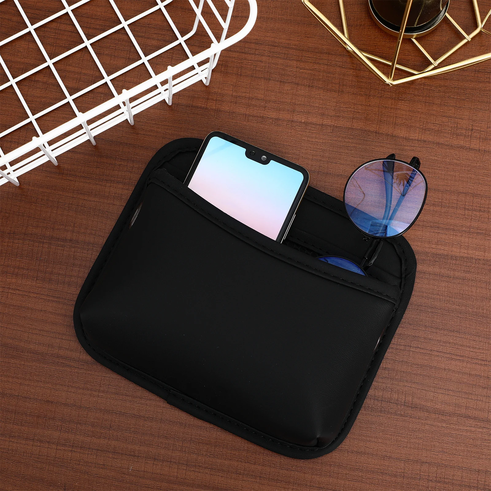 

Multifunctional Side Bag For Phone Keys Coins Pu Material Front Gap Organizer Space-Saving Vehicle Accessories Storage