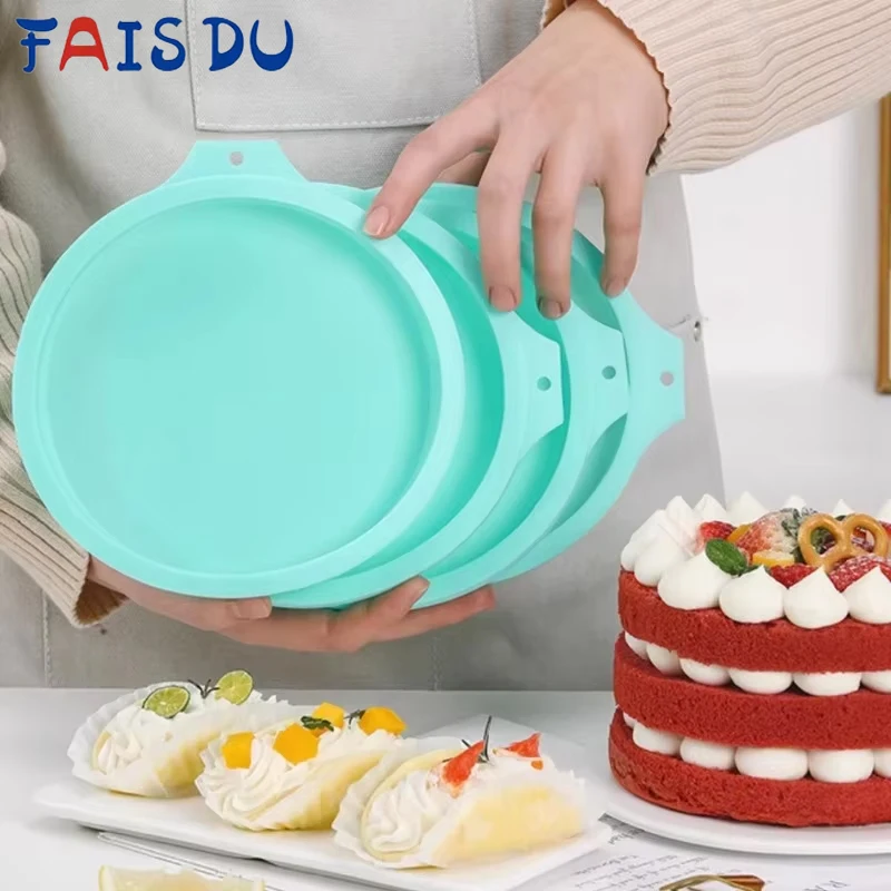 

FAIS DU Silicone Cake Pan 4/6/8inch Round Cake Layer Set Silicone Bakeware Mold for Baking Tools Rainbow Cake and Mousse