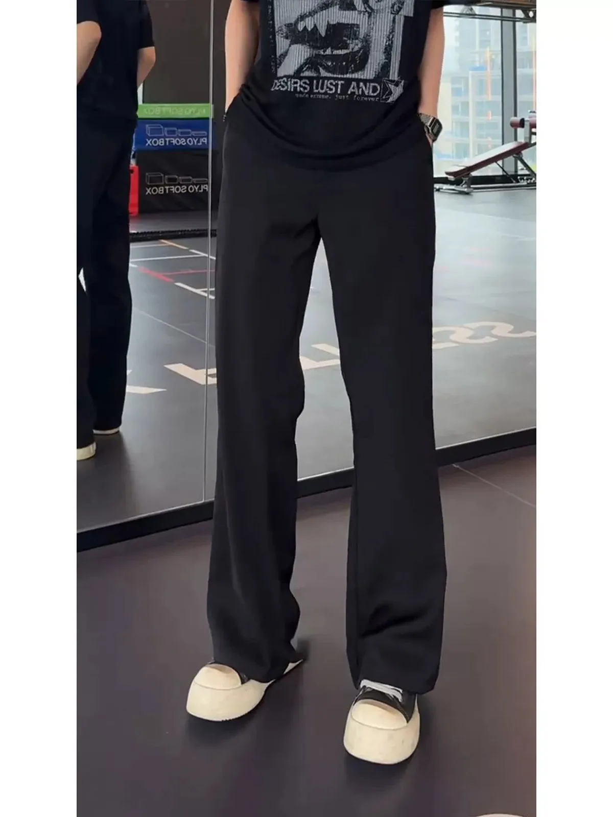 Cleanfit Black Men's Casual Pants Slimming Straight Leg Lightweight Summer Trousers Elegant Draping Lengthening Leg Appearance