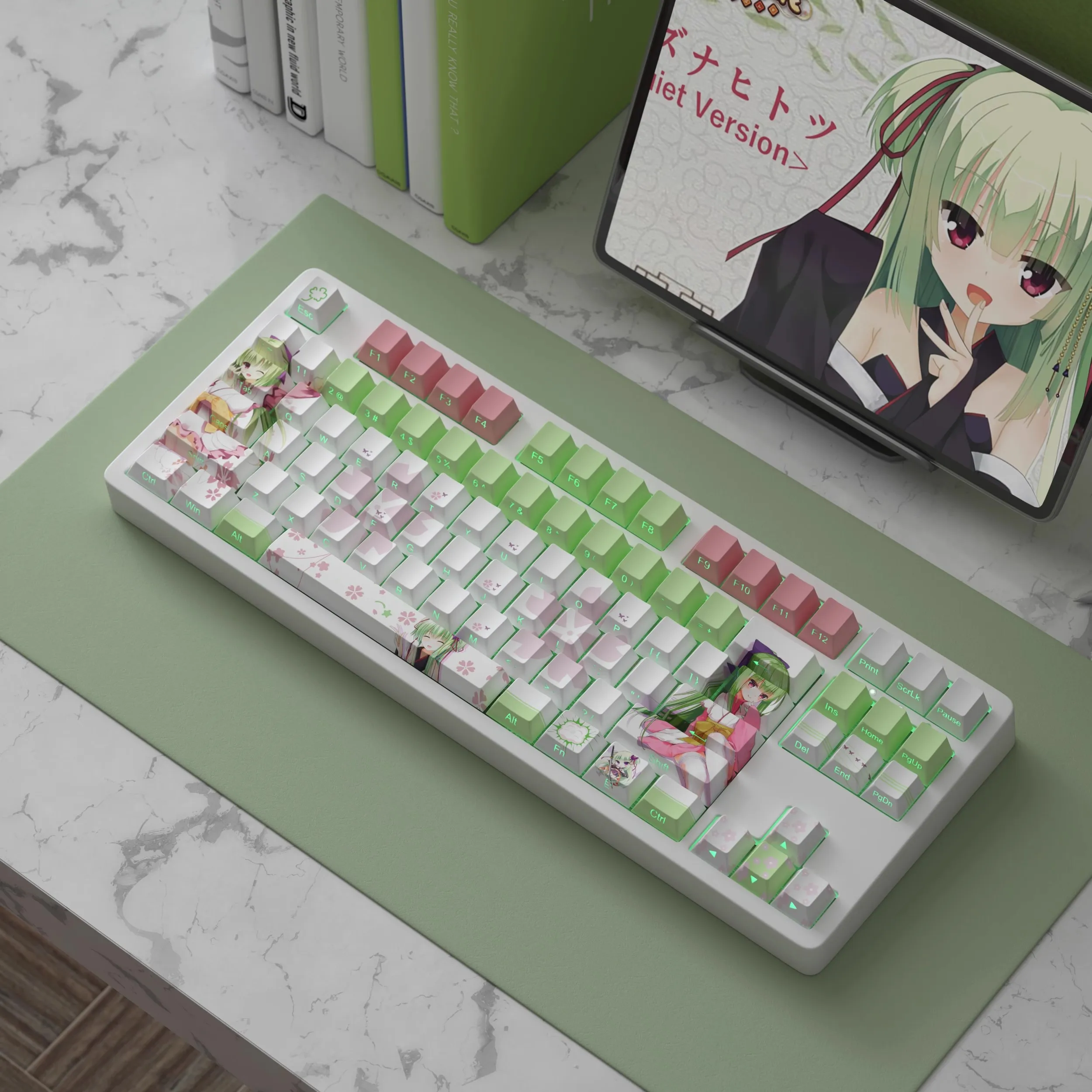 

124 клавиши/набор, колпачки для ключей Senren Banka Murasame, колпачки для ключей из ПБТ с боковой печатью и подсветкой, вишневый профиль, игровые колпачки для аниме с героями мультфильмов