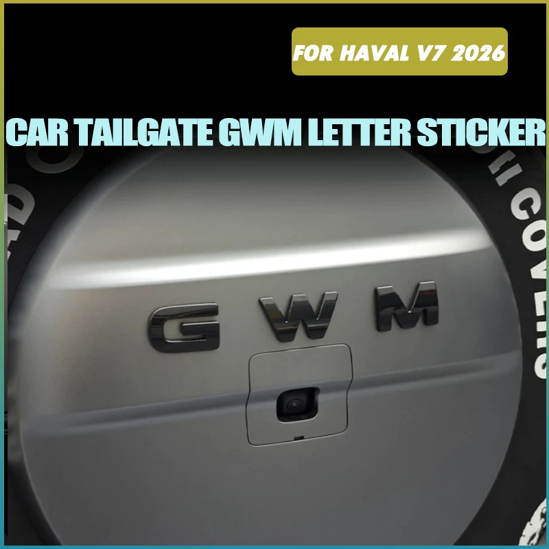 Car Tailgate Spare Tire Cover Black Coverage Logo Fit for Haval Raptor Plus V7 2026 Car Tailgate GWM Letter Decorative Sticker