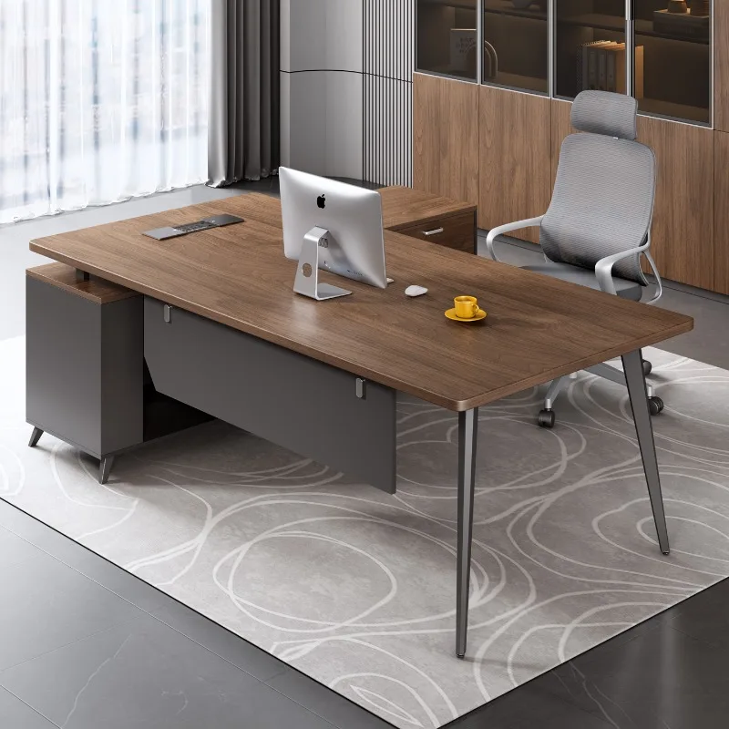 Escritorio de Oficina de estudio moderno, Escritorio de Oficina de madera de pie minimalista, Escritorio ejecutivo en forma de L, muebles de moda