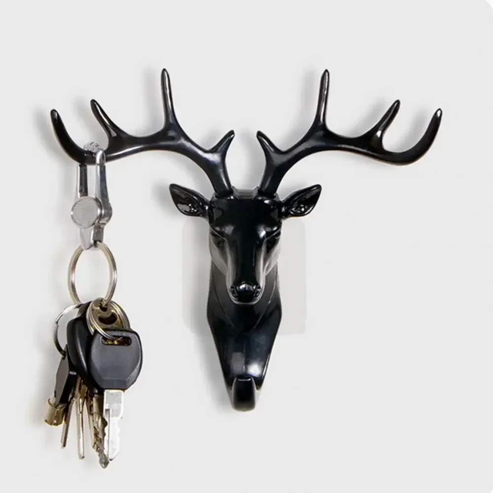 Wall Hanging Hook Vintage Deer Head Antlers for Hanging Clothes Hat Scarf Key Deer Horns Hanger Rack Wall Decoration