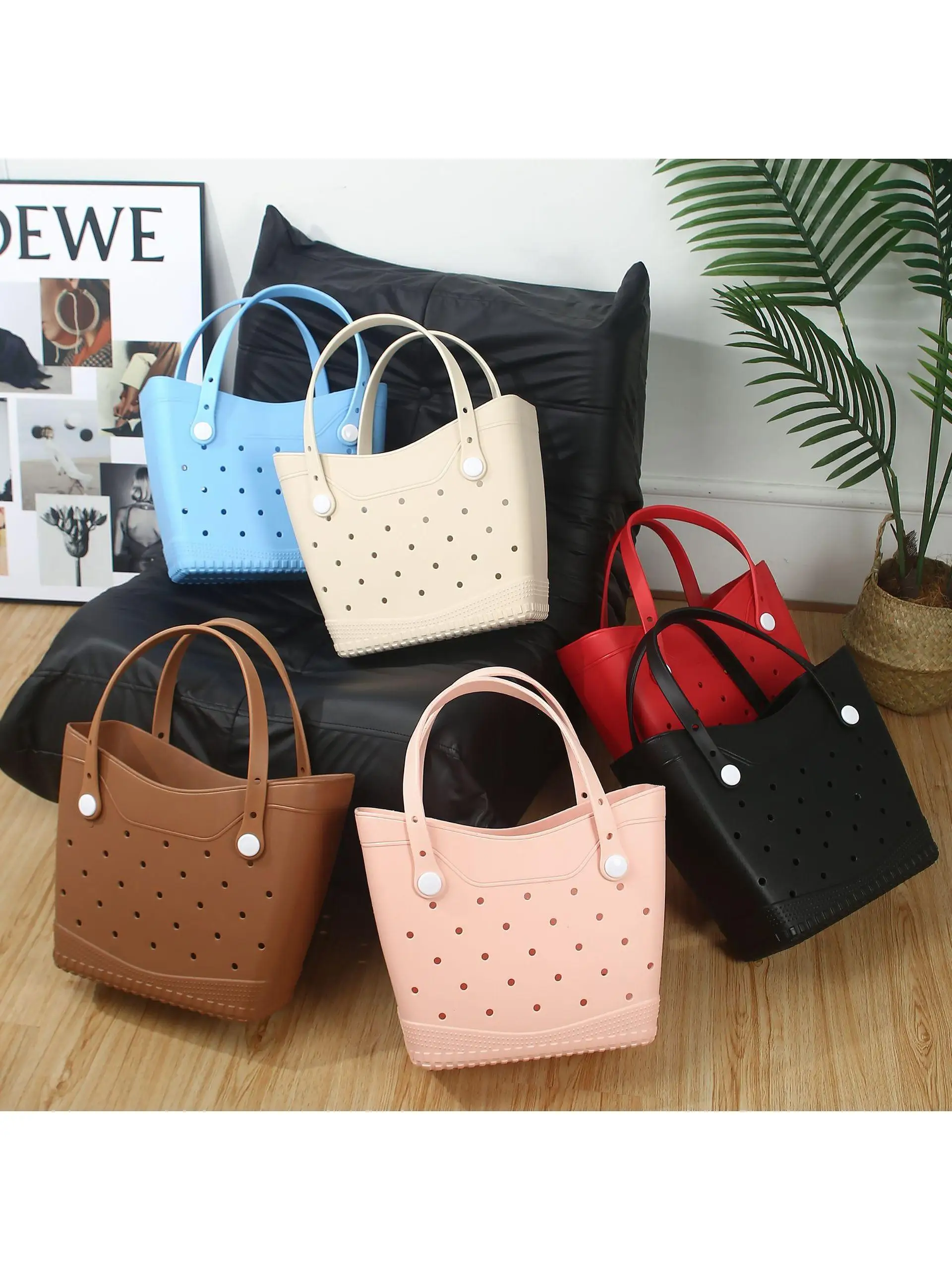 

Вместительная креативная сумка-тоут из ЭВА с отверстиями, пляжная сумка для активного отдыха, сумка-конус DIY, треугольная сумка-зунцзы, ручная силиконовая сумка для хранения