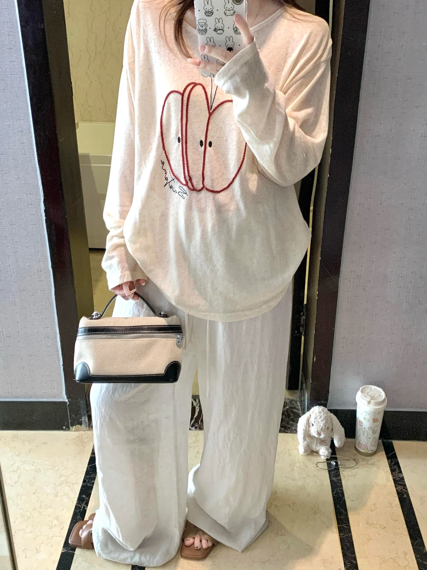 تي شيرت بأكمام طويلة للفتيات والنساء للربيع والفتيات وربطة عنق بحافة وخصر مطوي وياقة فنية أنيقة وطبقات ملابس شبابية #3