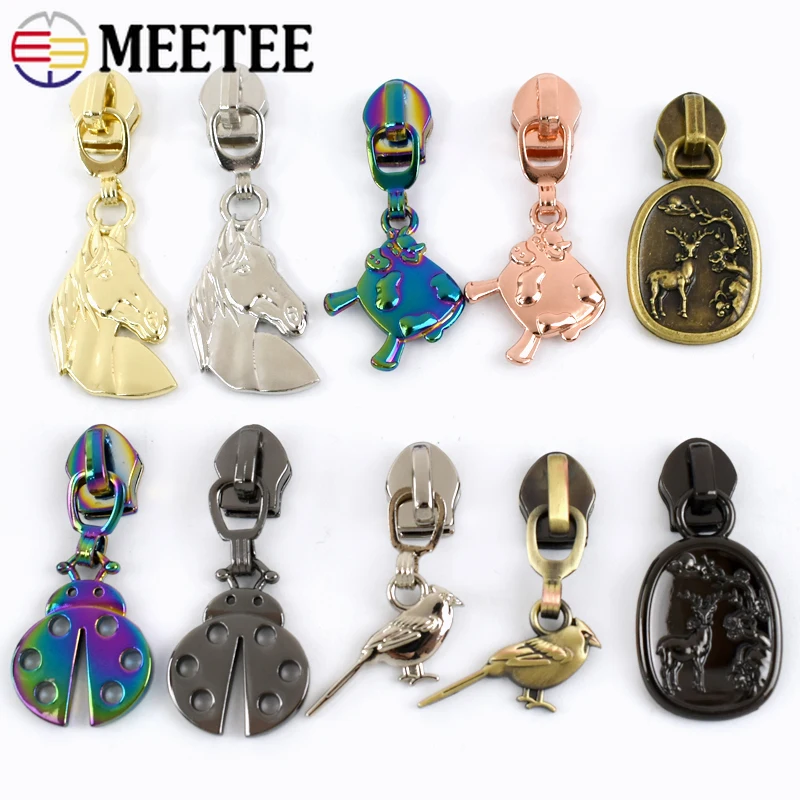 5/10/20Pcs Meetee 5# Zipper Sliders for Nylon Zippers Tapes Bag Jacket Zip Pull Head Sewing Closure Clothes Zips Limiter Repair