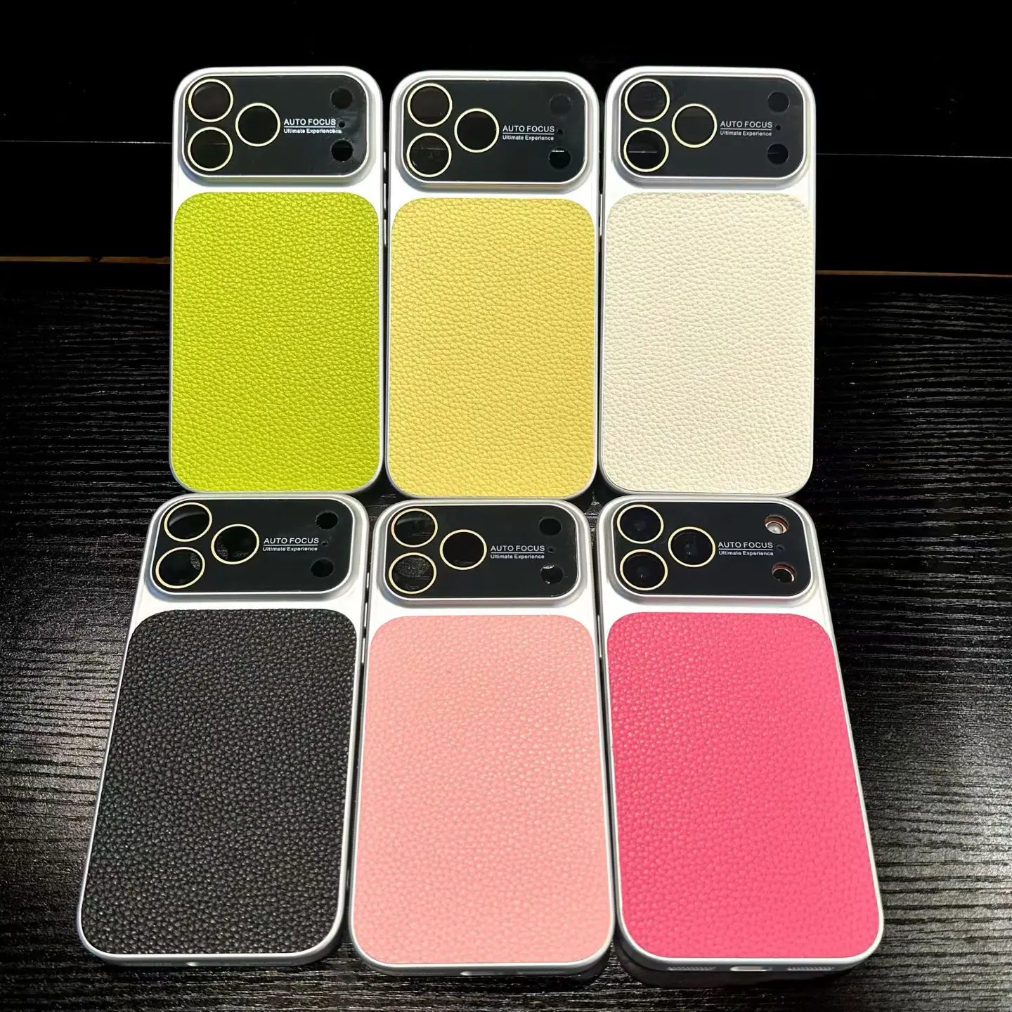 

Fashion Solid Color Lychee Leather PU Texture Phone Case For iPhone 17 16 15 14 13 Pro Max Frosted Full Bumper Shockproof Cover