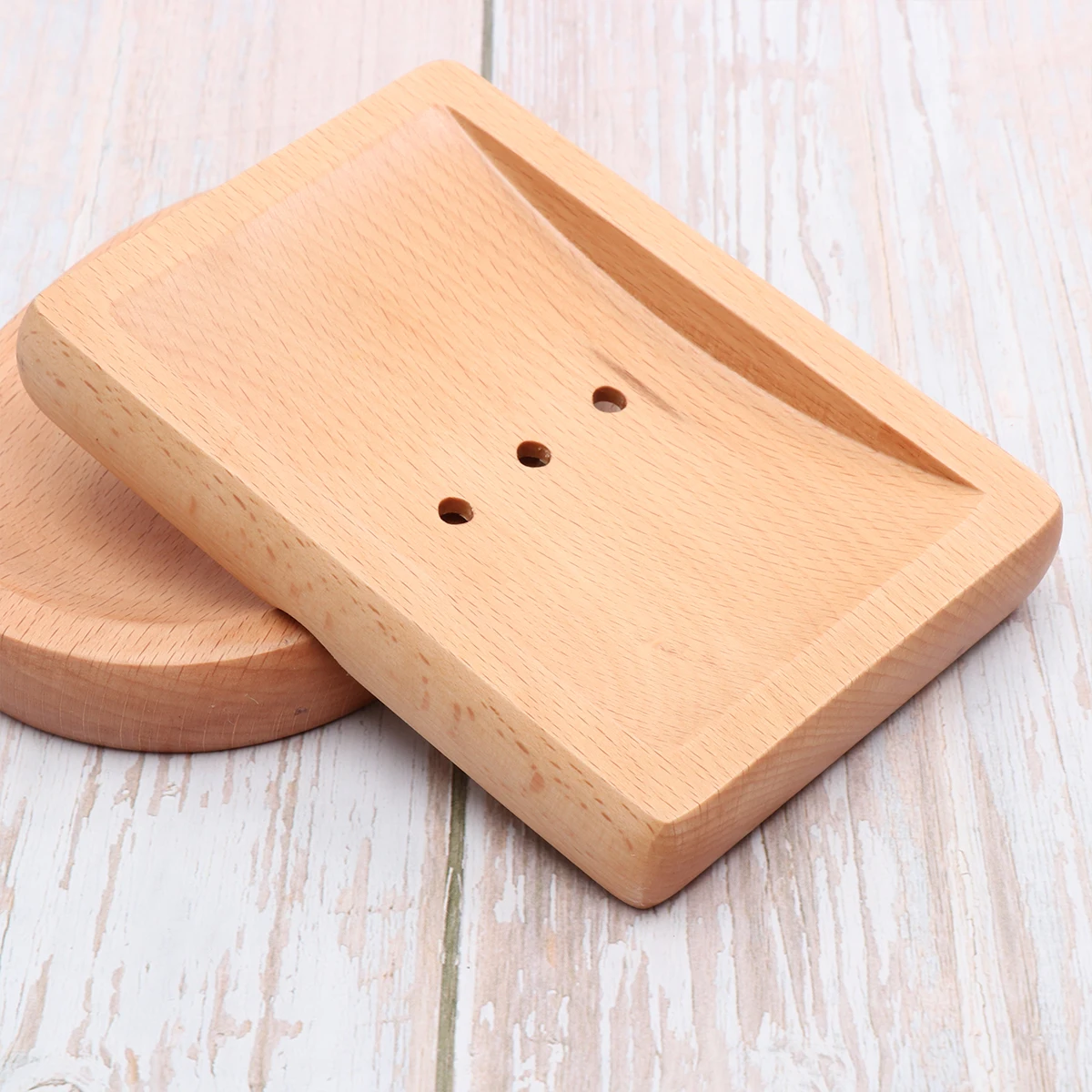 

2 шт. держатель для мыла, подставка для слива посуды, квадратный поднос для ванной комнаты, бамбуковый материал, прорезь для дренажа воды, противоскользящая, гладкая