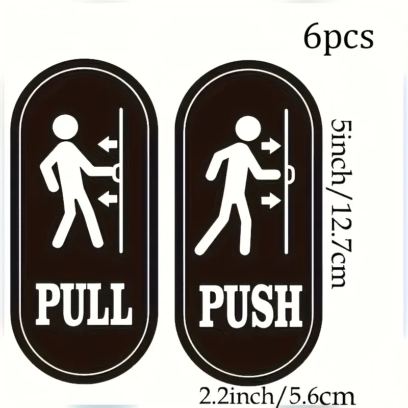 

6PCS push and pull signs for glass doors and other side doors, vertical decals are self-adhesive,