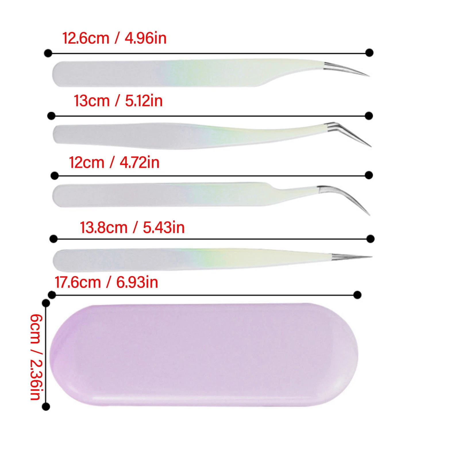 4pcs Eyelash Tweezers Set Stainless Steel False Eyelash Extension Tweezers Multifunctional Eyelashes Applicator Tools for Home
