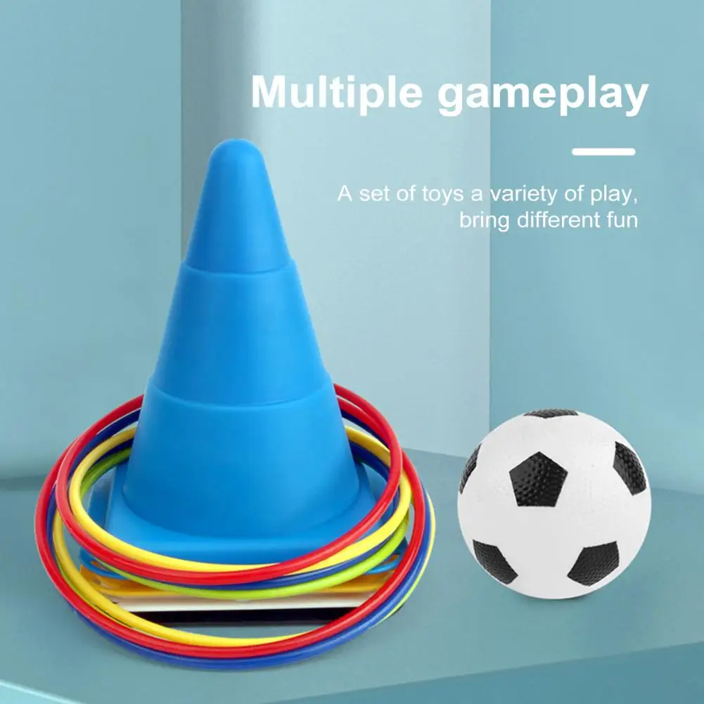 Outdoor Toss Game Set Indoor Ring Toss Toy Kids Ring Toss Game Kit with Roadblock Cones Sports Ball for Hand-eye for Boys