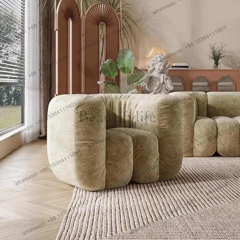 

LS Lazy Sofa Design Homestay Living Room Hotel Pumpkin Module Fist Leisure Sofa Chair Vintage