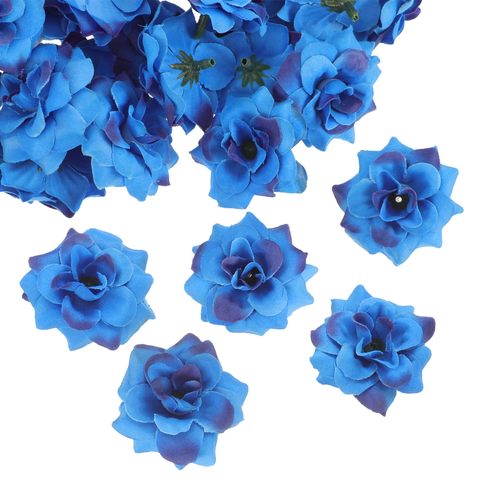 

Stemless Blue Bulk Flannel Roses Flowers Heads Artificial Bride Decor Decorations
