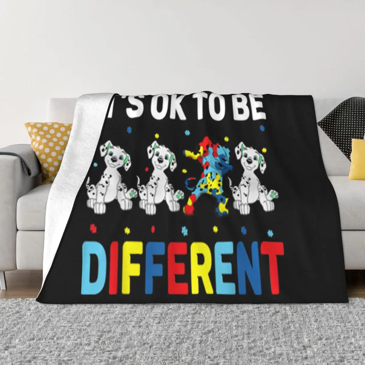 Autism Awareness Day Gift Funny Dabbing Dalmatian Pride Discount Farmhouse Steampunk Present Throw Blanket