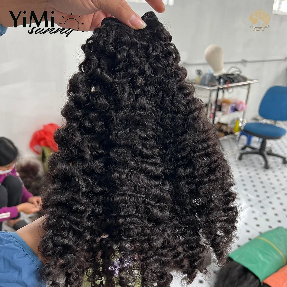 Perawan Burmese ekstensi rambut 3C 4A Burmese rambut manusia keriting bundel penawaran pakan 3/4 bundel membuat kepala penuh untuk wanita Yimisunny