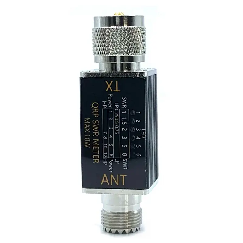 

ABIY Shortwave Radio Wave Meter Power Meter 1-30Mhz 10W 6 LED Indicators Portable SWR Meter SO239