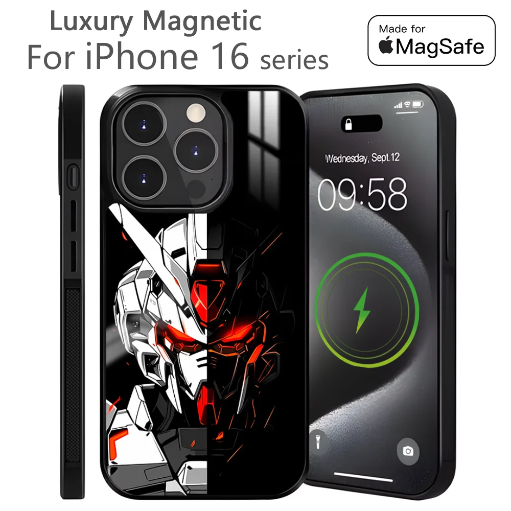 Cartoon Bandai G-GundamS Phone Case For iPhone 16 15 14 13 12 11 Pro Max Plus Mini Magnetic Magsafe Wireless Charging Cover