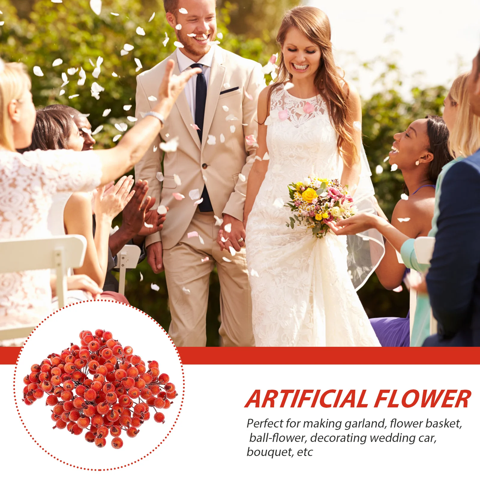 

200pcs Foamy Berries Artificial Flowers Mini Christmas Berry Decor Garland Flower Basket DIY Wedding Car Bouquet