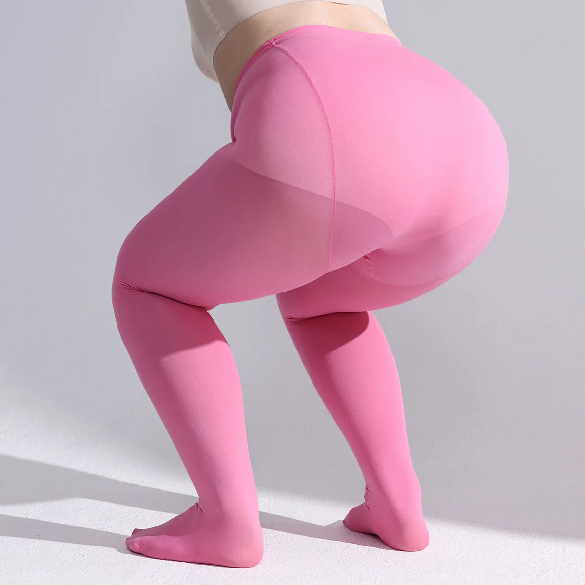 45-75k Plus Size Damen Rosa Strumpfhosen Bauchreparatur Hohe Taille Damen Strumpfhosen Elastische Füße Bodenstrümpfe Rot Fabrik – Detail 6