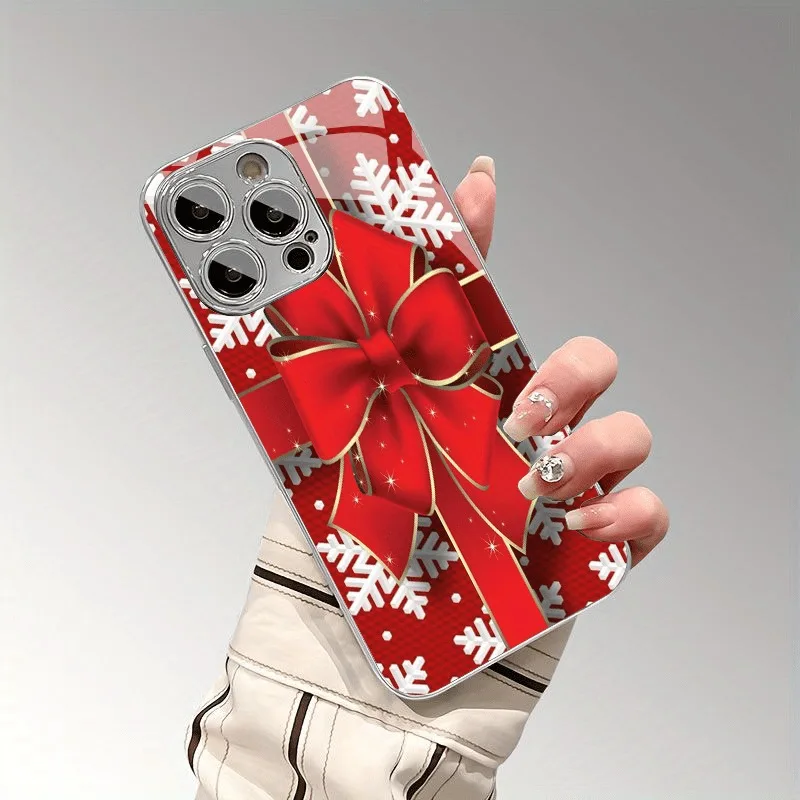 

Creative Christmas Bow Snowflake Tempered Glass Phone Case for Xiaomi Redmi Note 14 14c 13 12 13c 11 12c 10 10c A3 Pro PLUS 4G5G