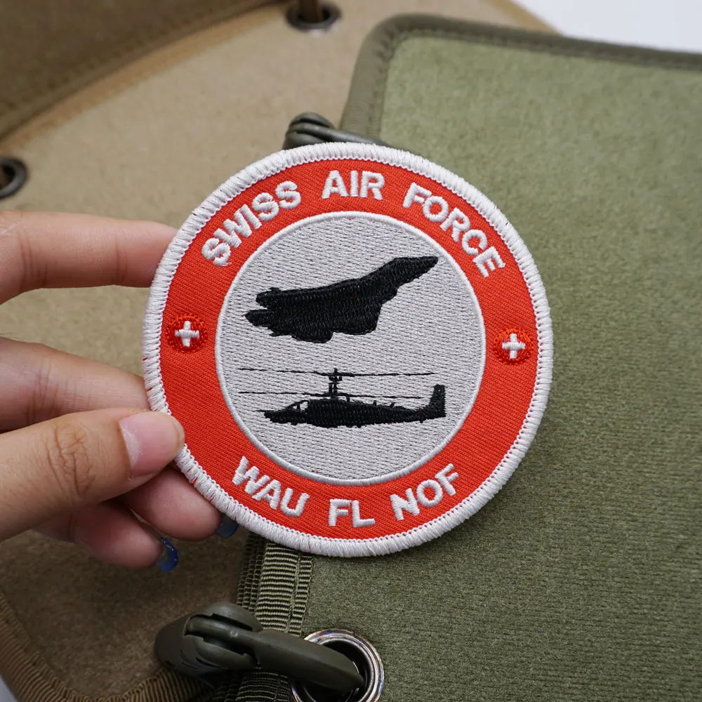 SWISS AIR FORCE,high quality military tactical embroidery patches, labels, badges, with hooks,customizable