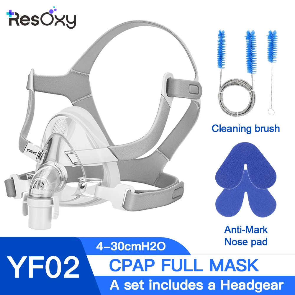 yuwell-yf-02-cpap-mask-full-face-mask-with-headgear-anti-mark-pad-clean-brush-for-cpap-auto-machine-sleep-apnea-anti-snoring