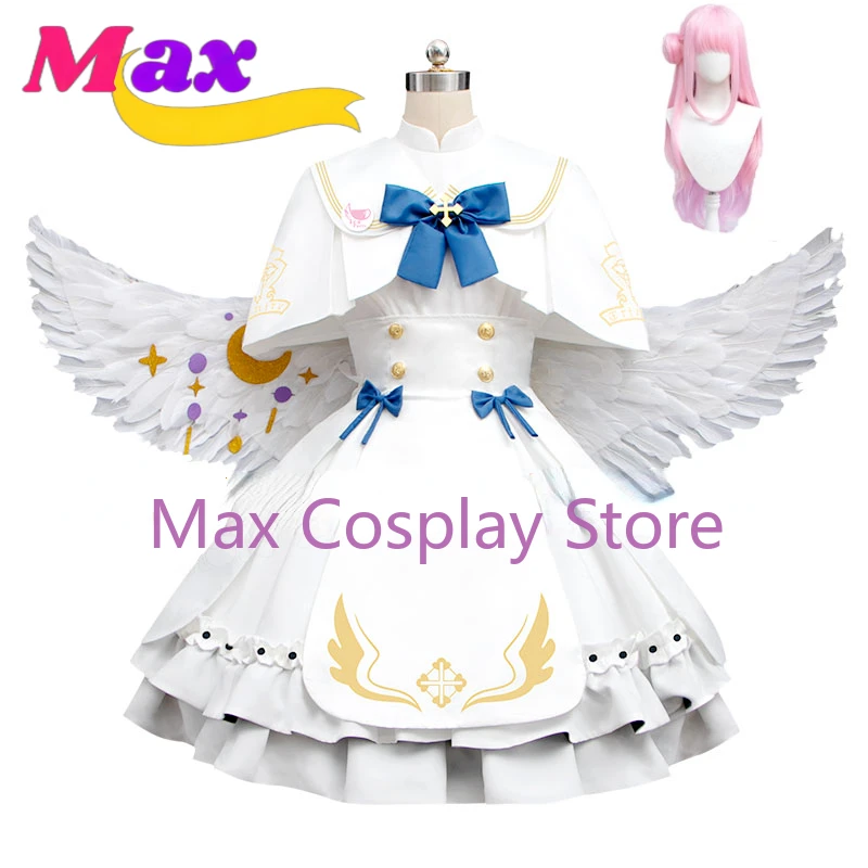 Max Game Anime Cosplay Misono Mika Women Princess Girl Wedding Satin Dress Shawl Wing Prop Wig Headwear Suit Costume BL