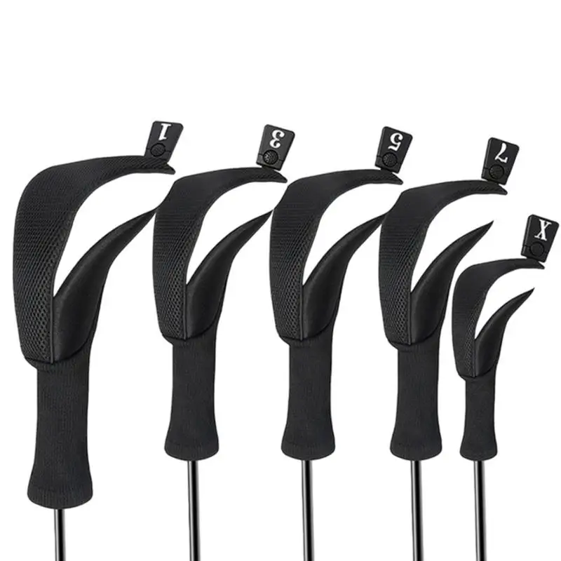 

Golf Head Cover Long Neck Golf Hybrid Headcover 5 Pieces Dustproof Protective Club Covers Breathable Hybrid Head Cover With