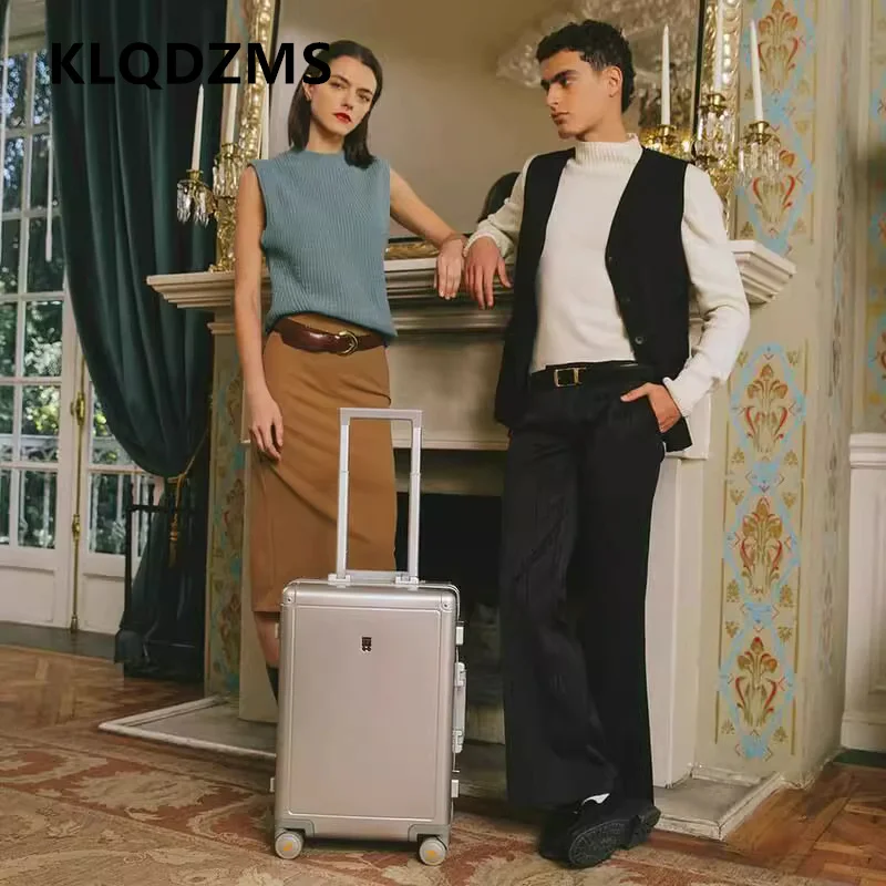 

KLQDZMS Men's 20 Inch Suitcase ABS+PC Boarding Case 24"26" USB Charging Trolley Case Women's Multi-functional Travel Luggage