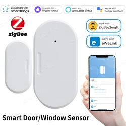 EWeLink-Capteur intelligent de porte et fenêtre, détecteur d'ouverture et de fermeture, alarme, fonctionne avec Alexa Google Alice Zigbee2Mqtt