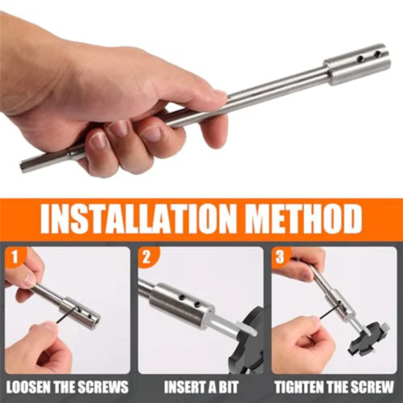 A11E-Forstner Bit Extension For 3/8Inch Round Shank, High-Carbon Steel Wood Spade Drill Bit Extender
