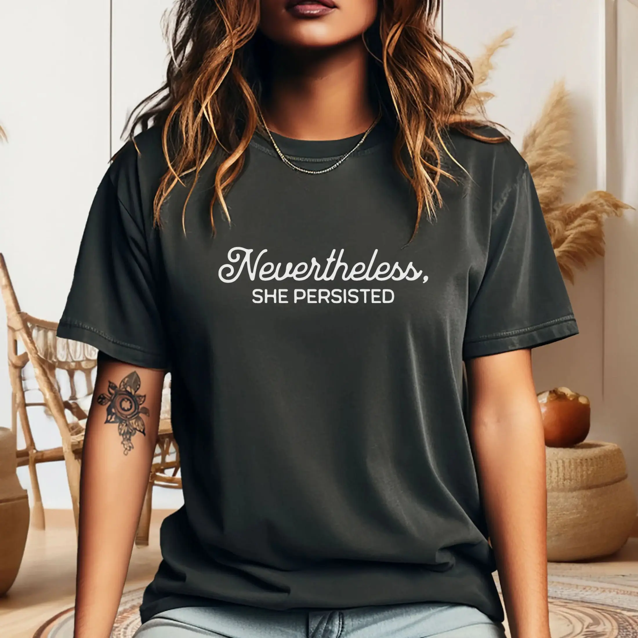 Feminist Inspirational Quote T Shirt Comfort Colors Feminism Women's Rights Empowerment Self Care Nevertheless She Persisted