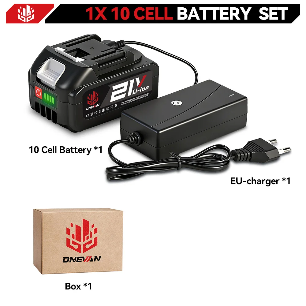ONEVAN 15000mAh 22500mAh Wiederaufladbare Lithium-Ionen-Batterie mit Batterieanzeige, Schraubenschlüssel, Elektrowerkzeug für Makita 18V Batterieanschluss