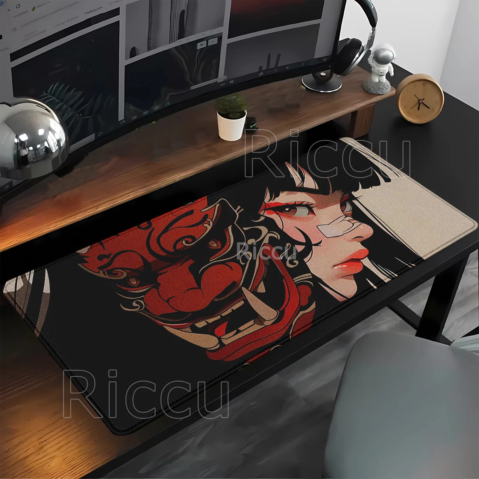 Gaming-Maske für Mädchen, Anime-Mauspad, großes Spiel, Computer, Büro, Spiel, XXL, Gummi, rutschfeste Tastatur, Mauspads, lange Overlock-Schreibtischunterlage