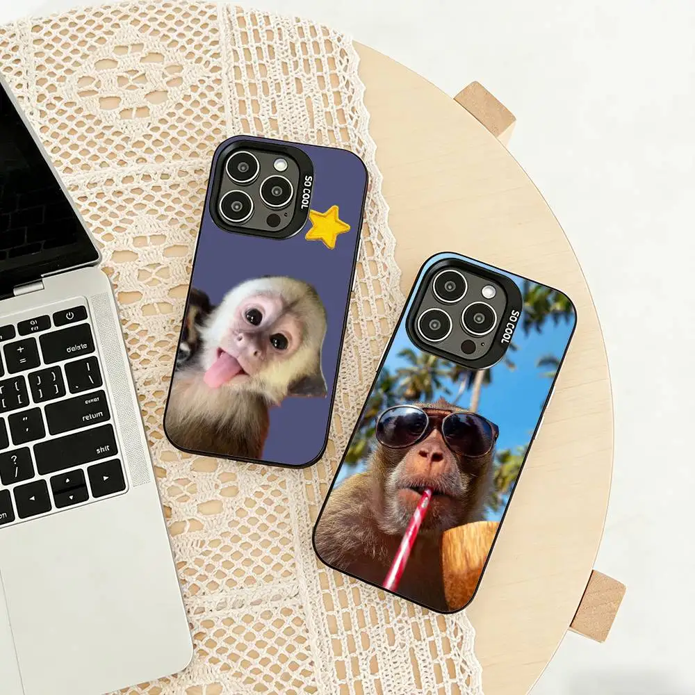 

m-Monkey abstract Funny Phone Case For iPhone 17,16,15,14,13,12,11 Plus,Pro Max,XS,Colored silver phone case