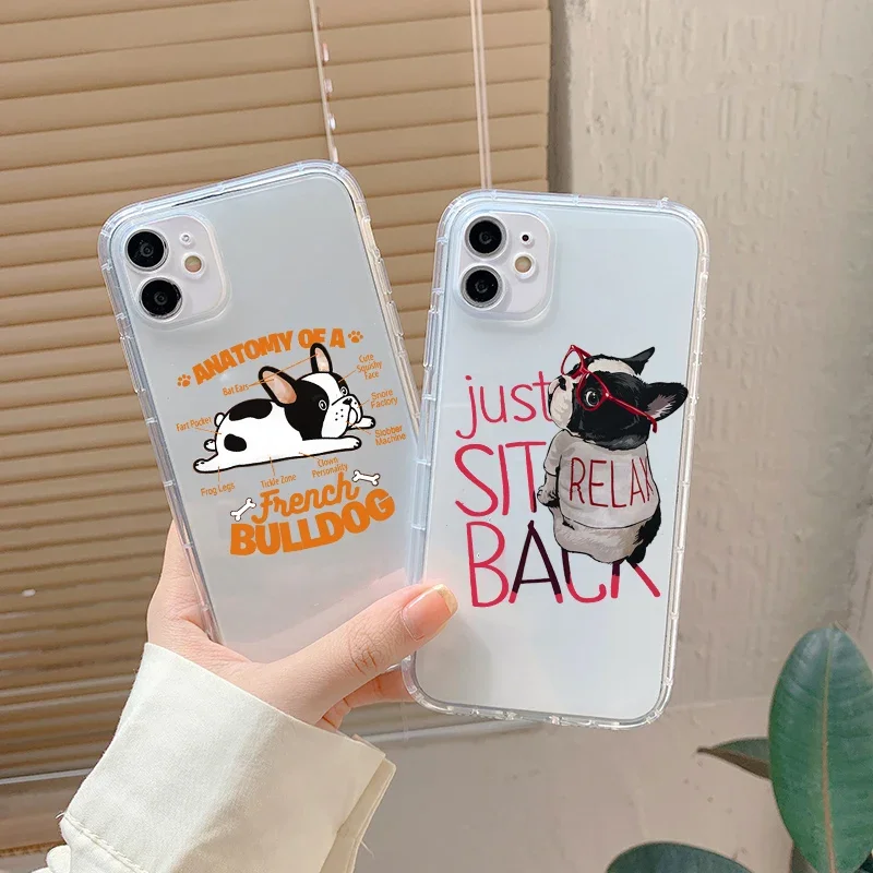 Pug Dog French Bulldog Shockproof Phone Case for iPhone 16 14 15 11 12 13 Pro Max Mini 8 7 15 Plus SE Couple Friend Cover Coques