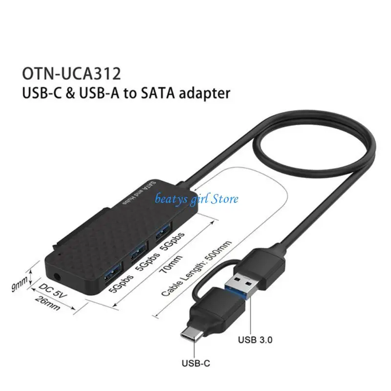 C7AB Fast USB TypeC to Hard Drive Adapter Cable 5Gbps Efficient Data Transfer
